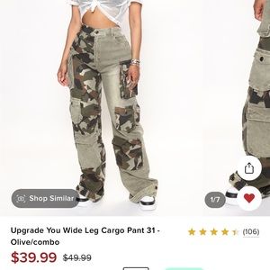 Fashion Nova Jeans “Upgrade You Wide Leg Cargo Pant 31 - Olive/combo” Size- XS
